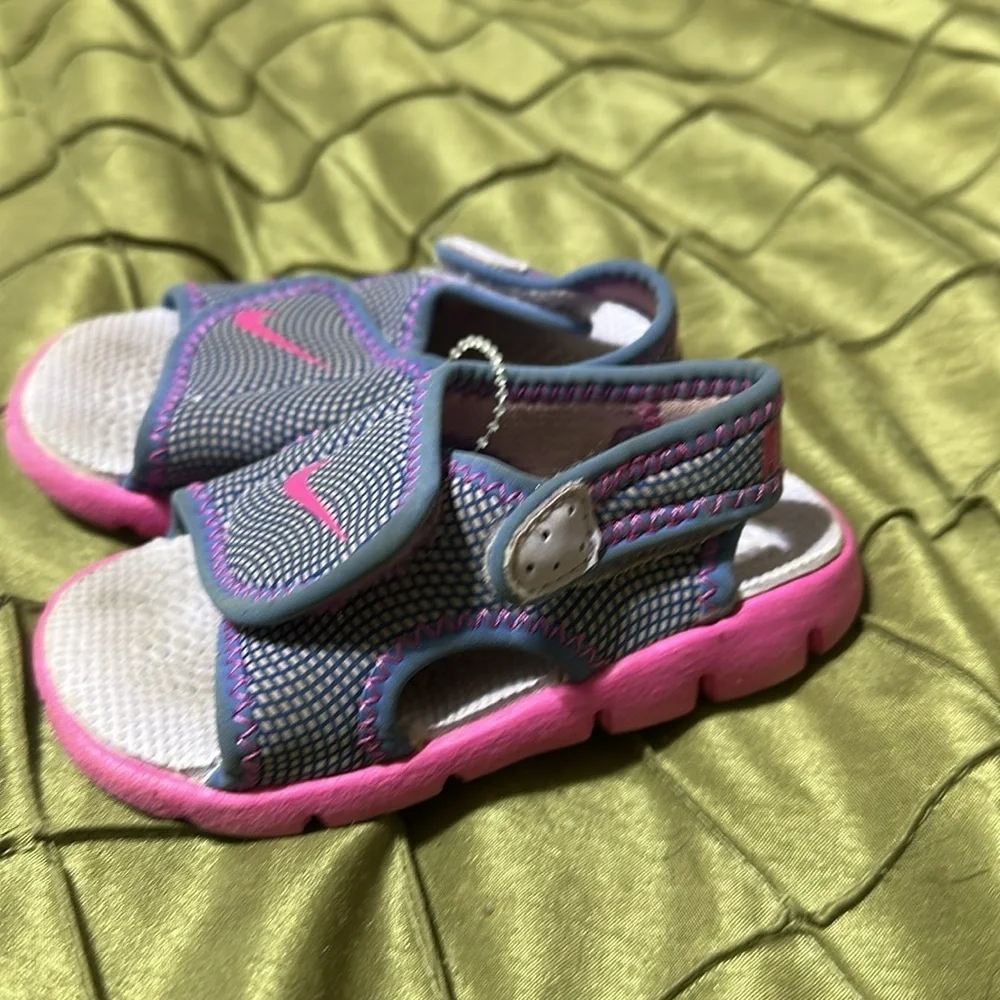 Nike Pink and Gray Toddler Sporty Sandals with Velcro Strap